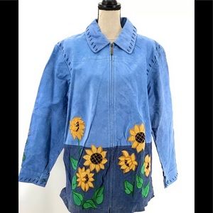 Quacker Factory womens blue suede jacket size 3X